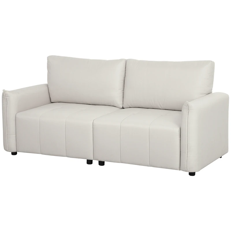HOMCOM Canapé 3 places, accoudoirs et dossier rembourrés, canapé en tissu aspect lin crème