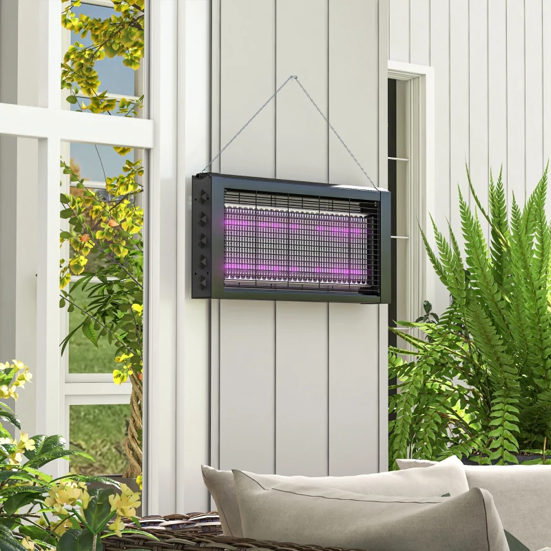 HOMCOM Lámpara Antimosquitos con Luces LED Mata Mosquitos Eléctrico Efecto 60 m² para Interior 49x6x25 cm Negro