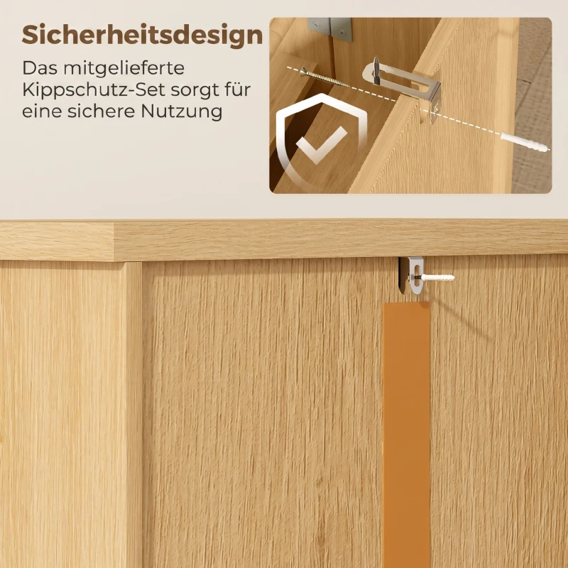 HOMCOM 104 cm Rattan-Küchenschrank mit 5-stufigem Regal, 12 Gewürzfächern und verstellbaren Böden, Natur