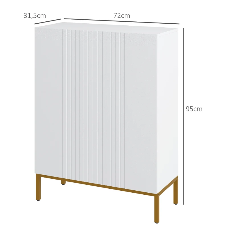 HOMCOM Sapateira de 5 Níveis com Portas e Prateleiras Ajustáveis para 15-20 Pares 72x31,5x95 cm Branco