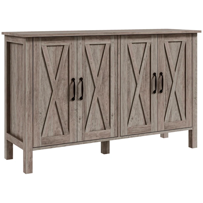 HOMCOM Dulap Multifuncțional Stil Rustic cu 4 Rafturi Reglabile, din Lemn, 120x37x75 cm, Gri