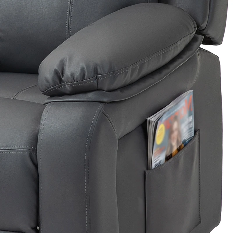 HOMCOM Riser and Recliner Chair with Vibration Massage, PU Leather Power Lift Chair for Elderly, Dark Grey