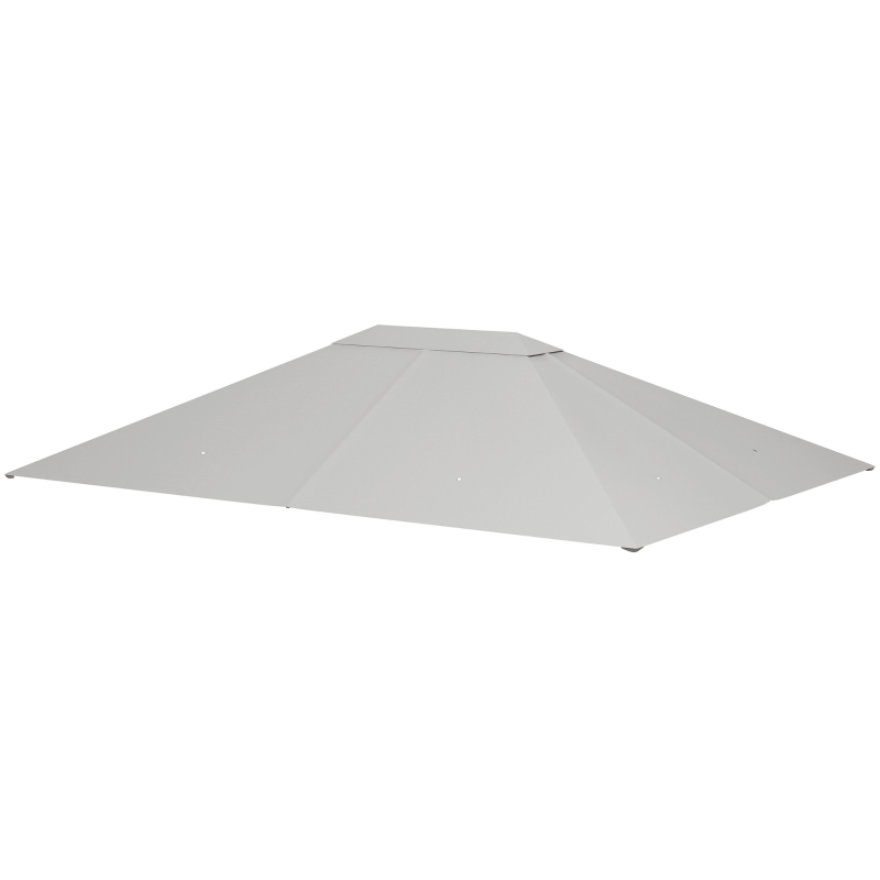 Outsunny Tetto di Ricambio 4x3 m per Gazebo Anti UV in Poliestere con Presa d'Aria, Grigio Chiaro
