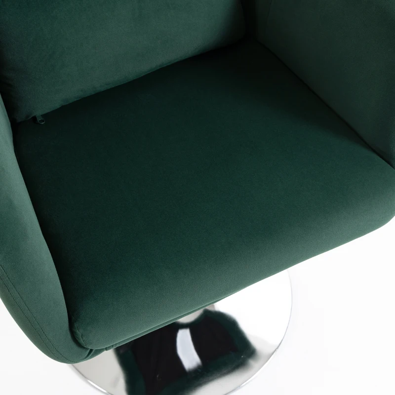 HOMCOM Retro Velvet Swivel Tub Chair with Steel Frame, Cushion Seat, Dark Green