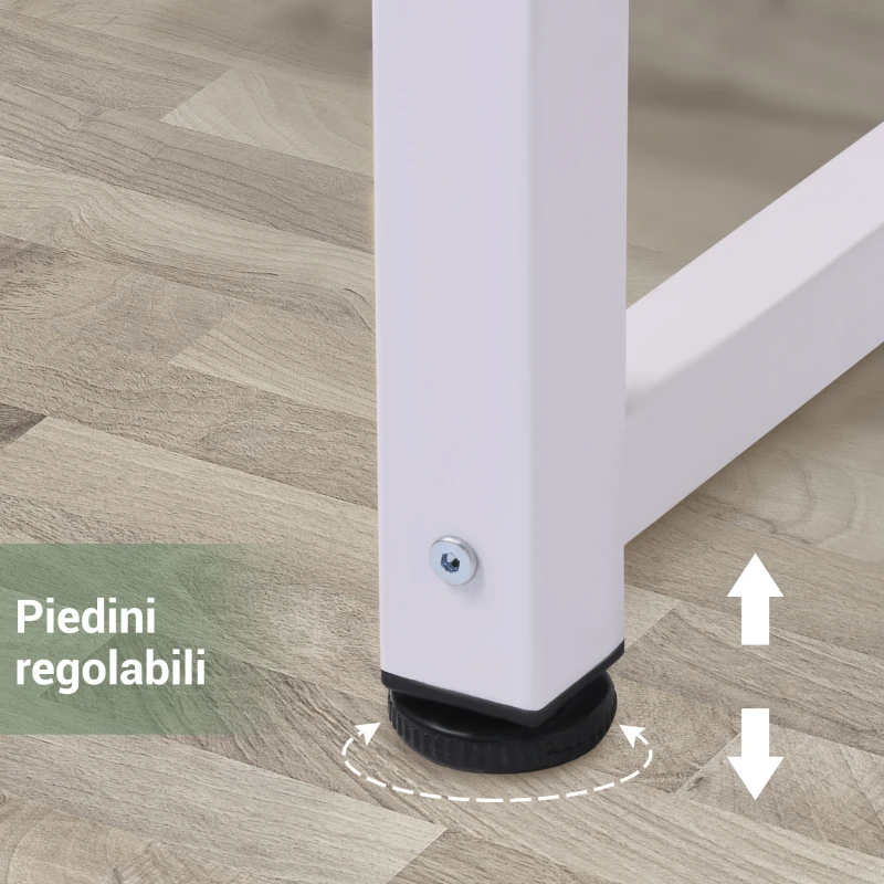 HOMCOM Scrivania per Computer con Piedini Regolabili in Truciolato e Acciaio, 120x60x76 cm, Bianco