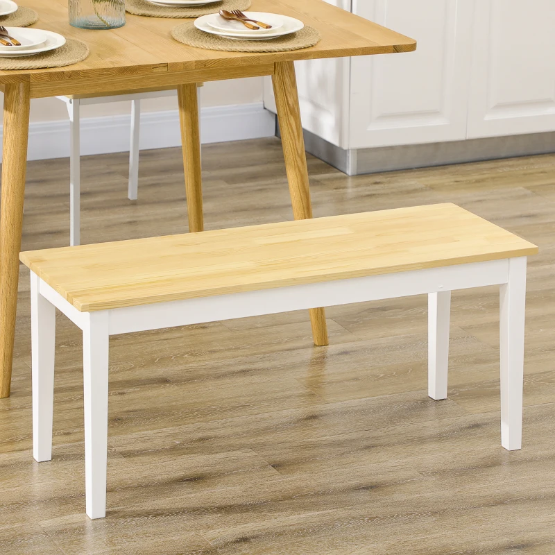HOMCOM Sitzbank Holzbank 2er-Sitzbank, Massivholz, lackiert, Natur+ Weiß