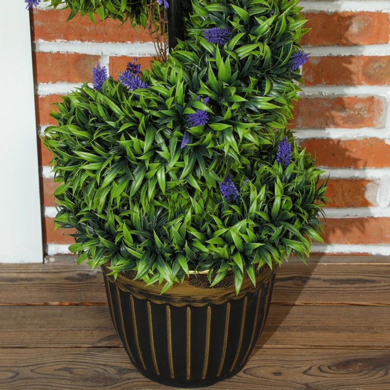 HOMCOM Set de Două Arbori Artificiali de Lavandă 90cm