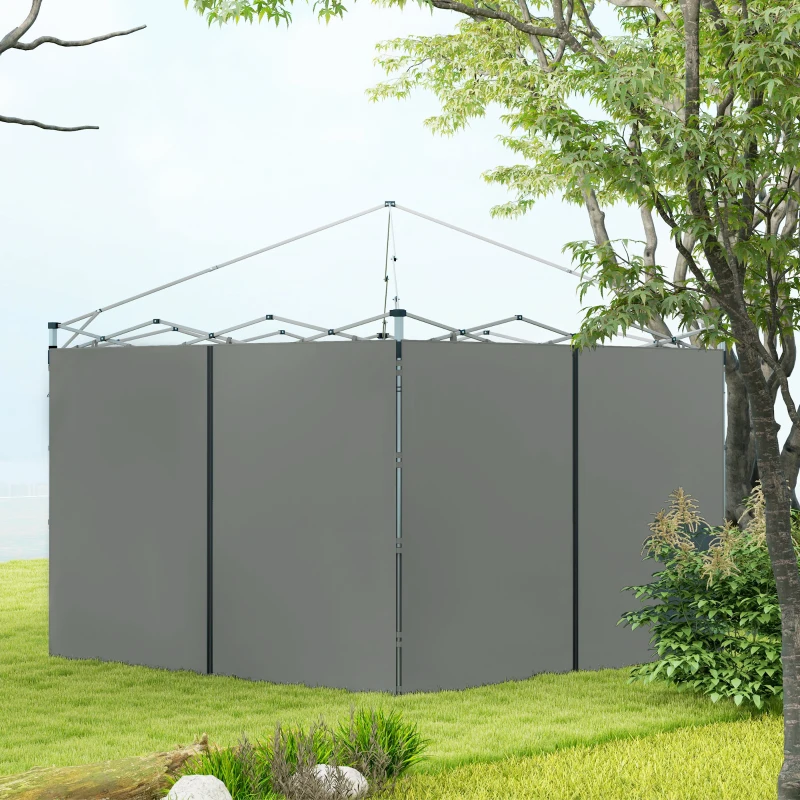 Outsunny Panouri Laterale pentru Foisor cu Usi cu Fermoar, pentru Foisoare Pliabile de 3x3(m) sau 3x6m, Gri Inchis