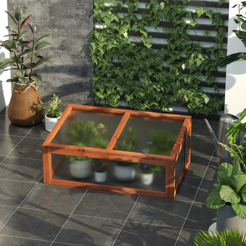 Outsunny Mini-Gewächshaus, Kleines Gewächshaus für den Garten, mit PC-Platten, Gute Lichtdurchlässigkeit, 100L x 65B x 40H cm