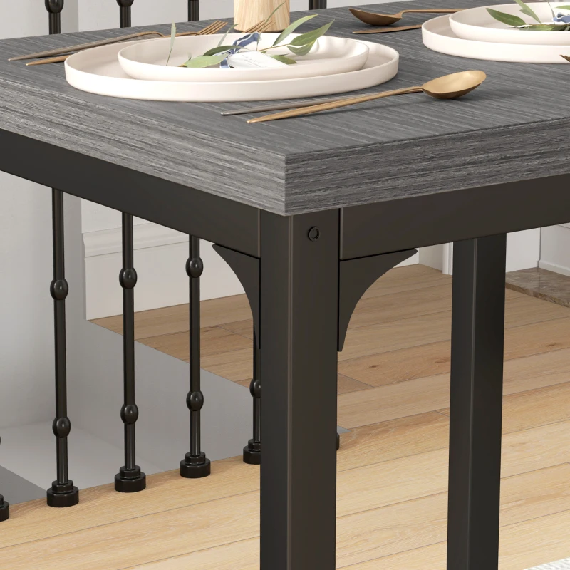 HOMCOM 3-teilige Essgruppe, Esstisch-Set, 1 Tisch, 2 Stühle, MDF+Metall, Grau