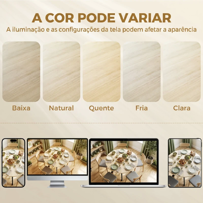 HOMCOM Mesa de Cozinha Redonda Dobrável para 2-6 Pessoas com Aba Rebatível Estrutura de Aço em X Duplo Ø110x76 cm Madeira