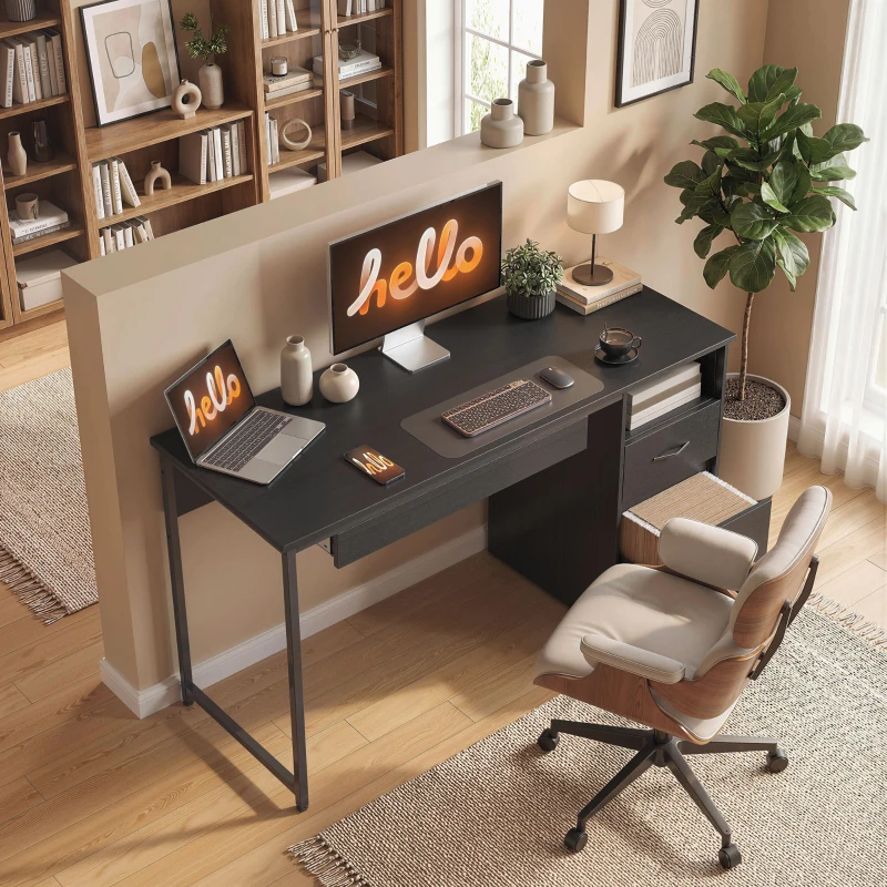 HOMCOM Birou de Economisire a Spațiului, Masă pentru Computer, 120x52,3 cm, Negru