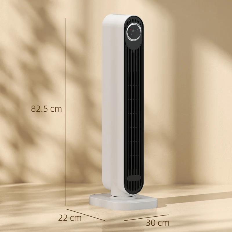 HOMCOM Aerotermă din ABS de 2000W cu telecomandă, oscilație și timer, 30x22x82.5 cm, alb