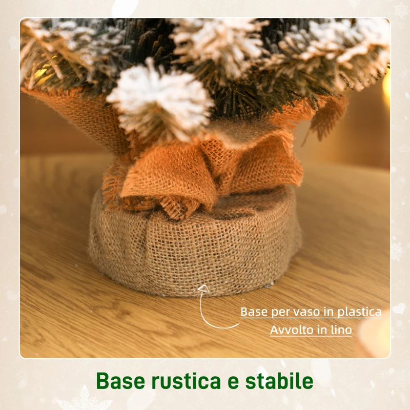 HOMCOM Albero di Natale Piccolo Alto 60 cm con 72 Rami Innevati, Pigne e Bacche Rosse, Verde