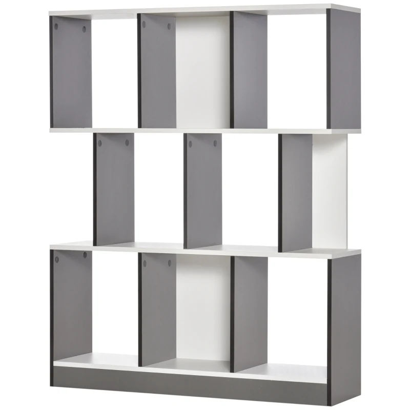 HOMCOM Bibliotecă cu 8 Rafturi pentru Sufragerie și Dormitor, din Lemn, 100x24x124 cm, Gri Închis