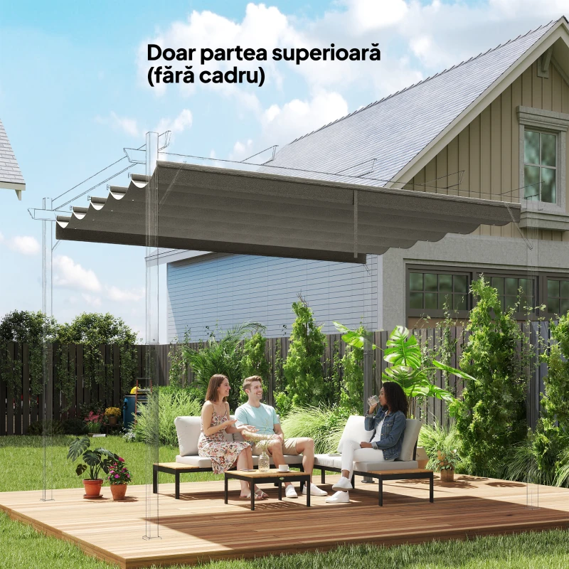 Outsunny Tettuccio di Ricambio per Gazebo 3x3 m con 10 Fori di Drenaggio Grigio