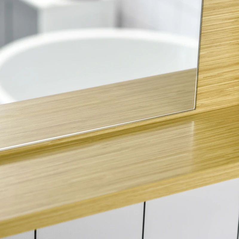 kleankin Specchio da Parete Rettangolare per Bagno con 4 Ripiani Laterali e Ampio Ripiano Inferiore, in MDF e Vetro, 80x12.5x70cm