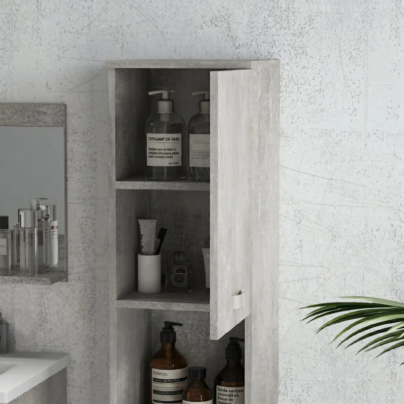 Kleankin Set Mobilier Baie – 3 Piese: Oglinda, Chiuveta, Dulap Depozitare