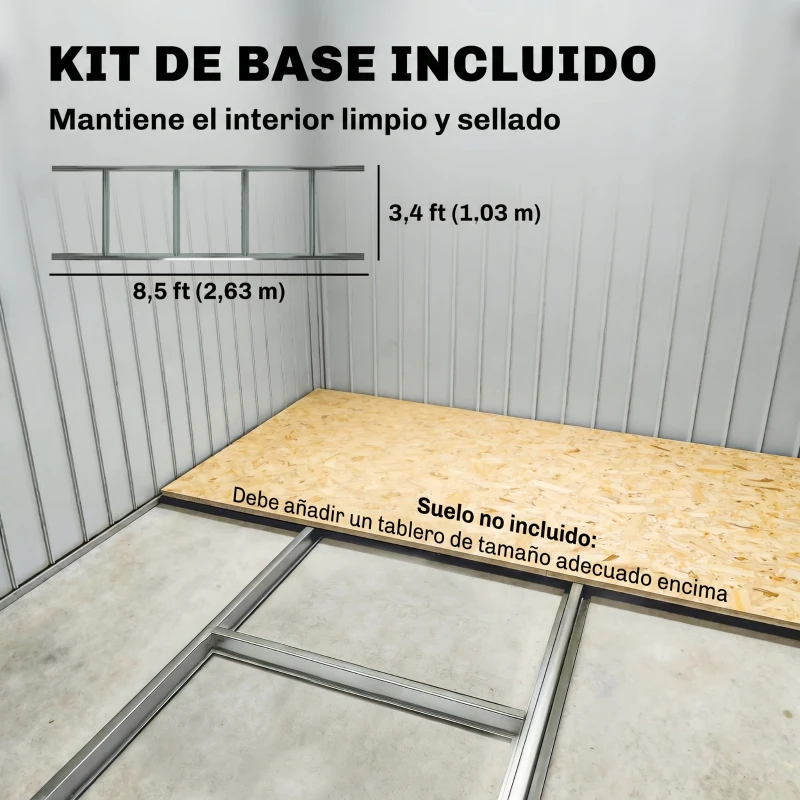 Outsunny Cobertizo de Jardín 4,9 m² 277x195x192 cm con 2 Puertas Corredizas Base Refuerzo (Suelo NO Incluido) Verde Oscuro