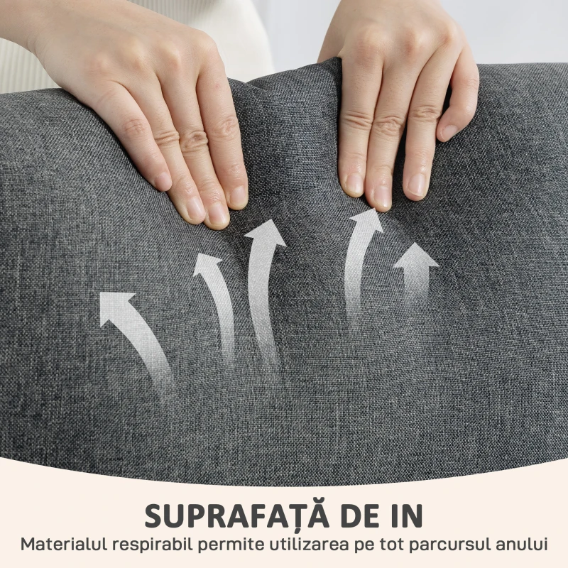 HOMCOM Fotoliu Relax Capitovat și Reclinabil la 135° cu Suport pentru Picioare din Material Textil, 69x87x100,5 cm, Gri