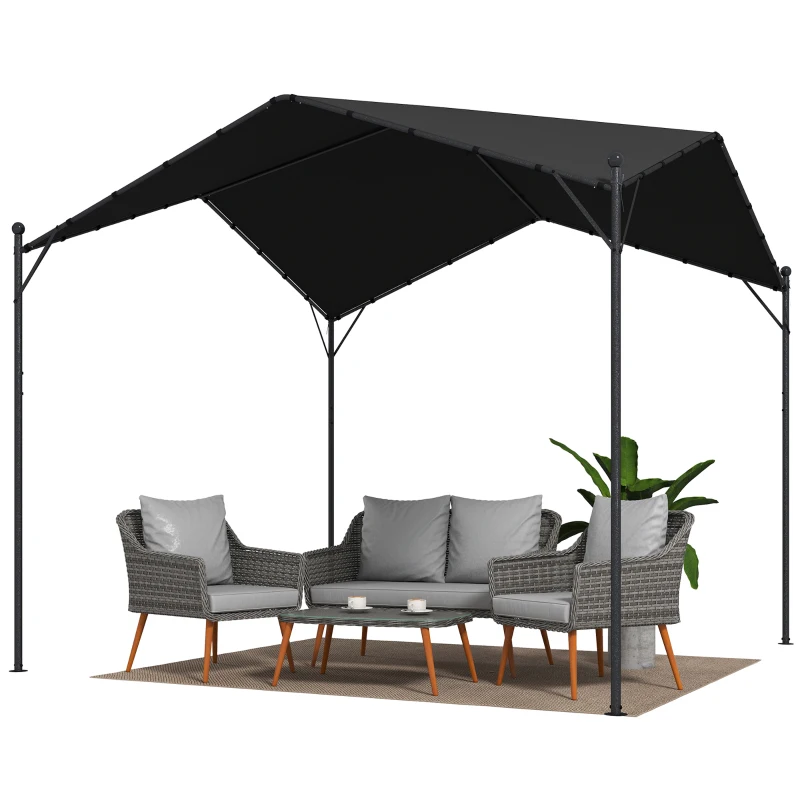 Outsunny Pergola Pavillon 3x3m Wasserabweisend Stabil winterfest Sonnenschutz mit Satteldach Dreiecksverstrebungen