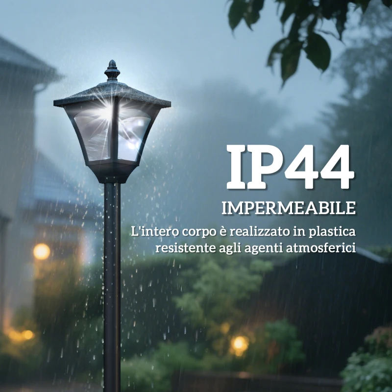 Outsunny Lampada da Giardino a LED a Energia Solare Impermeabile IP44, 15x15x177 cm, Nero