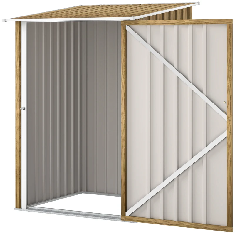 Outsunny Caseta de Jardín Metálica 0,92 m² 100x103x160 cm con 1 Puerta y Cerradura para Almacenamiento Herramientas Marrón Claro