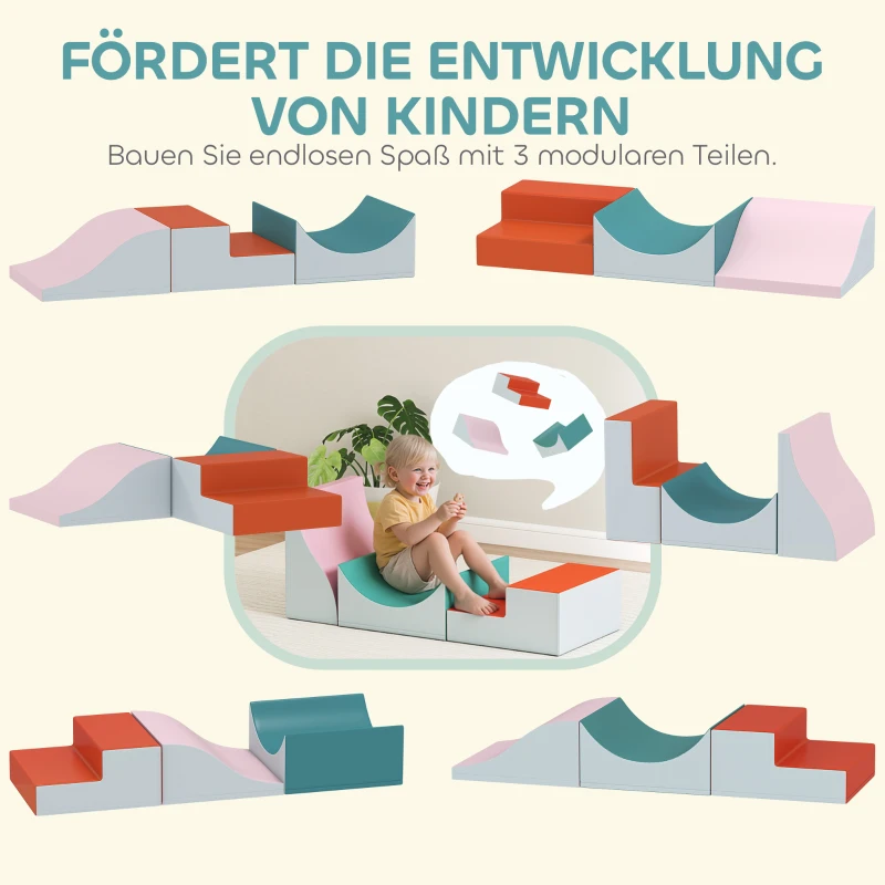 AIYAPLAY 3-teiliges Kletter- und Krabbelset für Kleinkinder, Kunstleder, Schaumstoff, Hellgrau