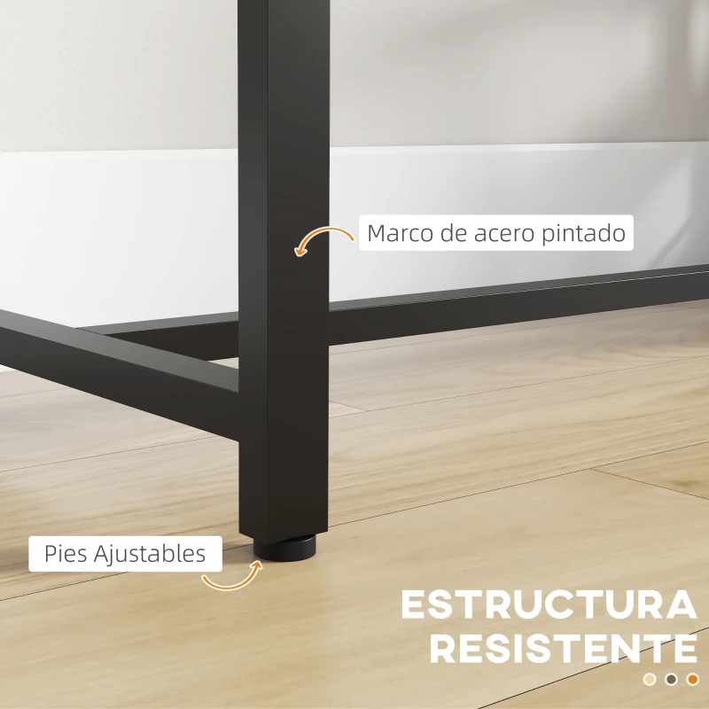 HOMCOM Mesa Alta Cocina con 3 Estantes Mesa Alta Bar para 2 Personas Patas de Acero para Salón 120x40x105 cm Marrón y Negro
