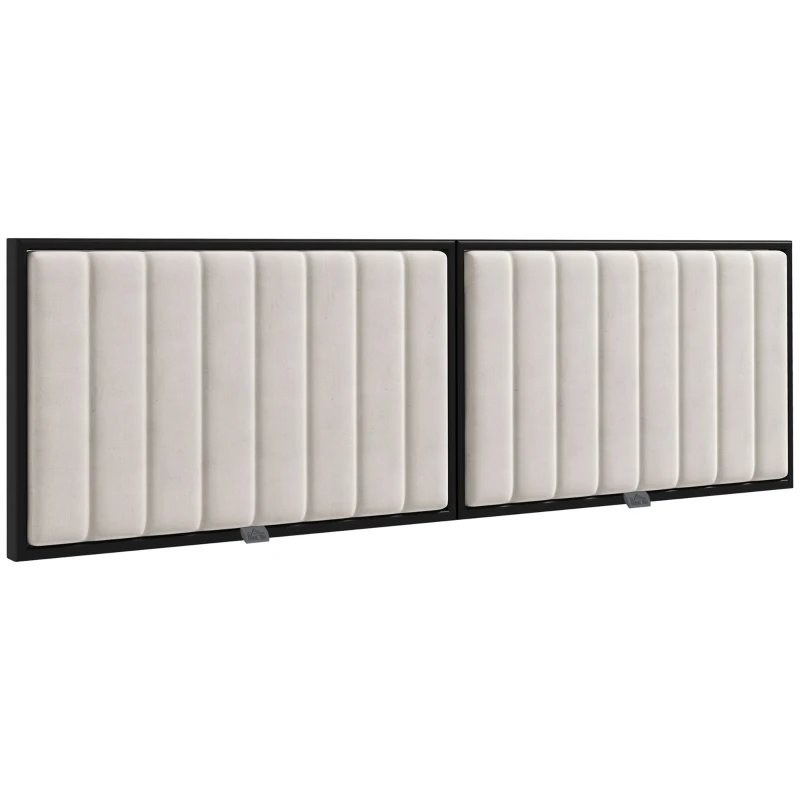 HOMCOM Tăblie de perete pentru pat dublu, tapițată, din catifea, pentru paturi de 180 cm, crem