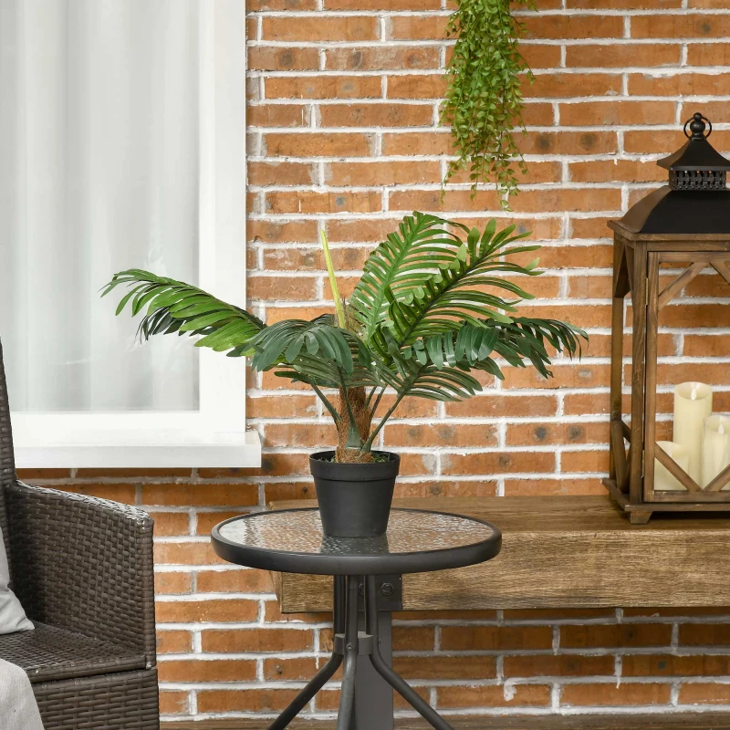 Outsunny Palma in Plastica Decorativa, Pianta Tropicale Finta con Vaso per Interno ed Esterno, Ф16 x 60cm