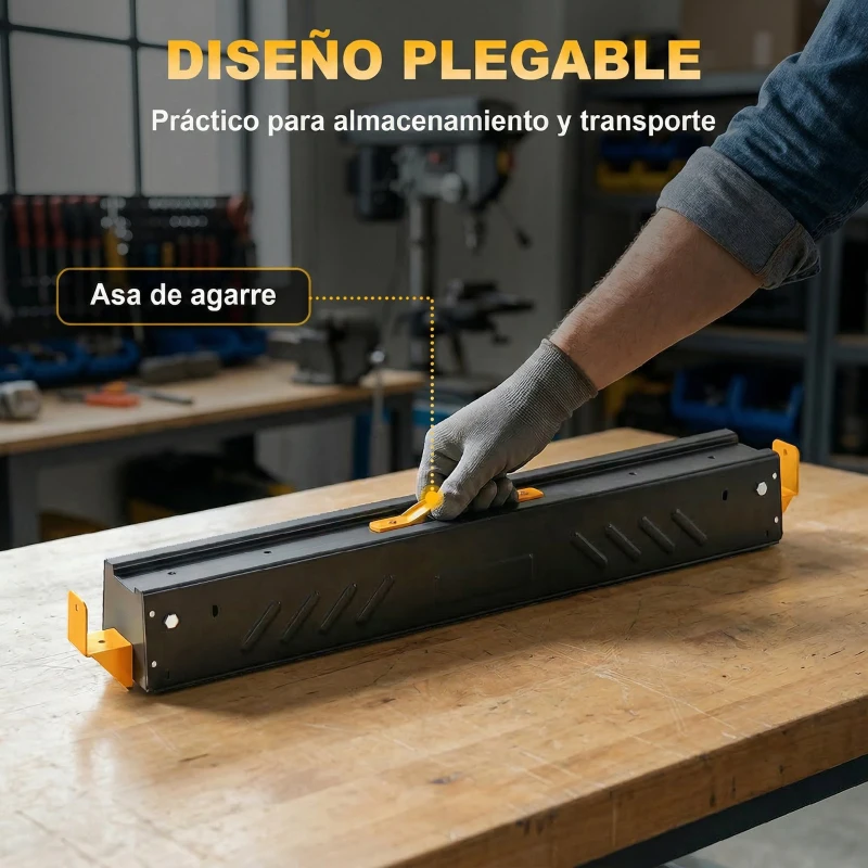 HOMCOM Set de 2 Caballetes para Sierra Plegables Altura Ajustable para Madera 2x4 con Asa Ganchos Soporta hasta 500 kg Negro