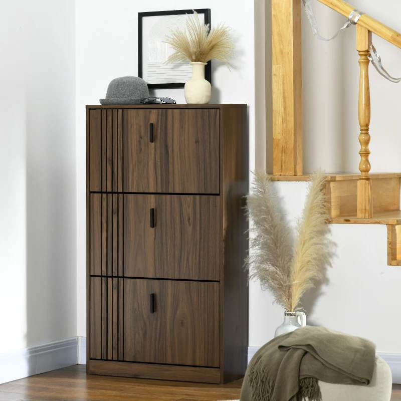 HOMCOM Mobile Scarpiera a 3 Livelli con Ripiani Regolabili per 18 Paia max, in Truciolato, 63x24x117 cm