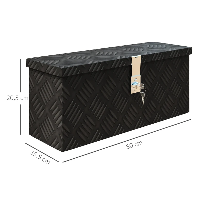 HOMCOM Caixa de arrumação - caixa de ferramentas em alumínio -  alu. fecho com chave - dim. 50L x 15,5l x 20,5H cm