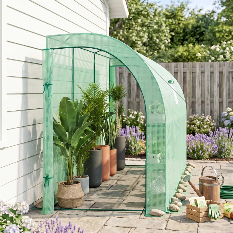 Outsunny Estufa, estufa de jardim com cobertura plástica, resistente a UV, 3 níveis, portas com zíper, Verde