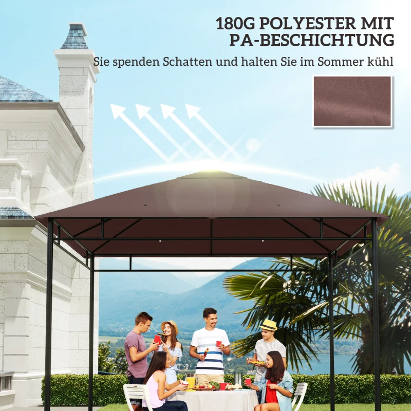 Outsunny Ersatzdach für Gartenpavillon, Polyester, 2,98 x 2,98 m, Kaffee