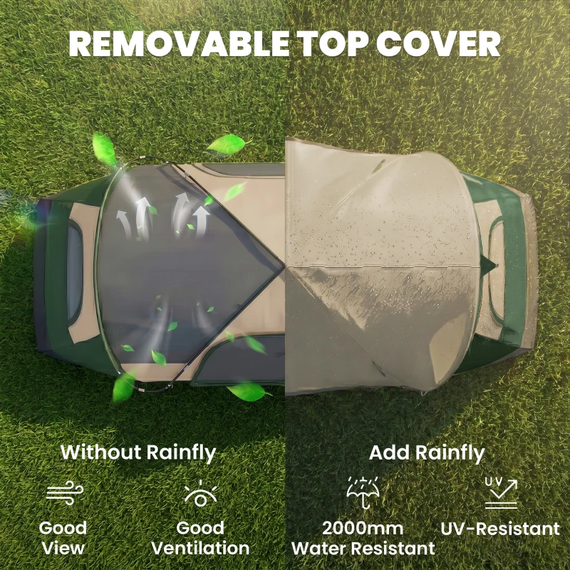 Camping Tent for 6 Man with 2000mm Waterproof Rainfly and Carry Bag for Fishing Hiking Festival, Dark Green