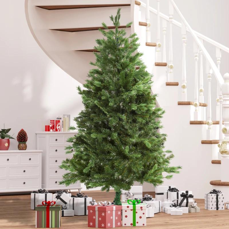 HOMCOM Árbol de Navidad Ø105x210 cm Artificial con 934 Ramas PE Tridente y PVC Individual y Base Plegable Árbol Navideño Decorativo Exteriores Interiores Verde