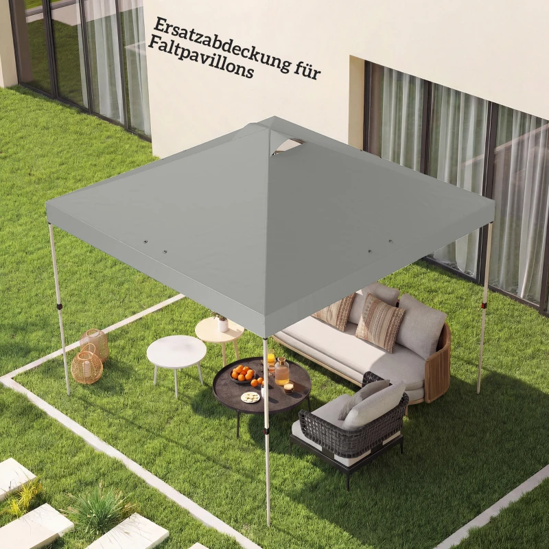 Outsunny Pavillon-Dach Ersatz UV50+ wasserfest mit 8 Abflusslöchern 3 x 3 m, Hellgrau