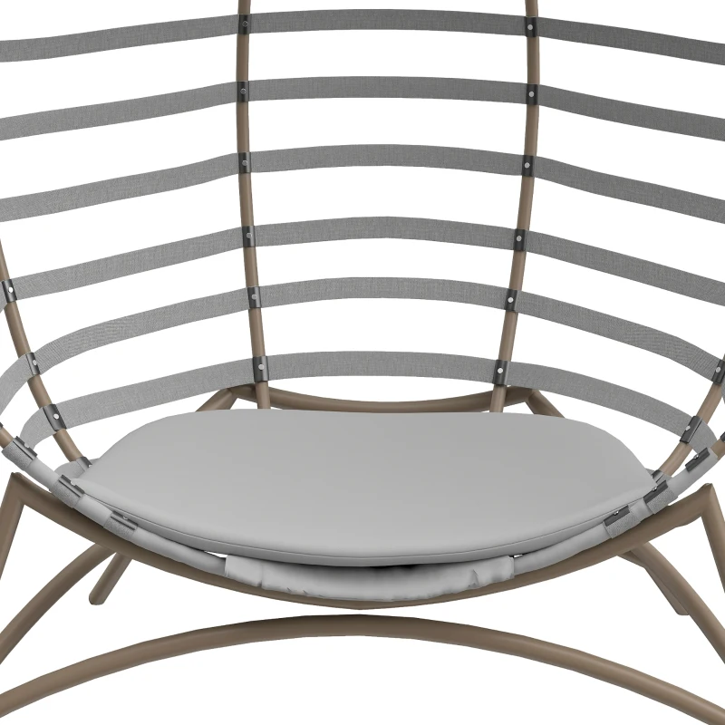 Outsunny Egg Chair with Cushion & Side Pocket - Light Grey
