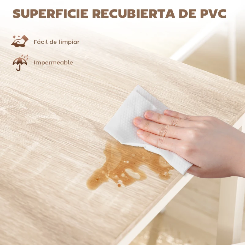 HOMCOM Juego de Mesa y 4 Sillas de Comedor Estilo Moderno Marco Metálico para Espacios Pequeños Blanco