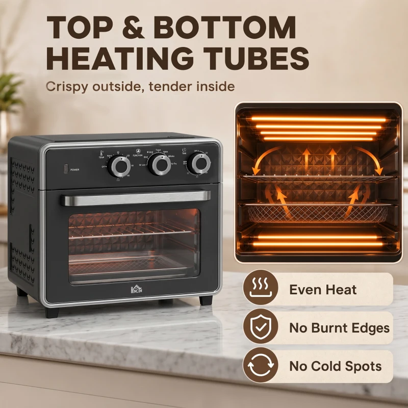 HOMCOM 20L 90-230℃ Mini Convection Oven, with Air Fry Function - Black