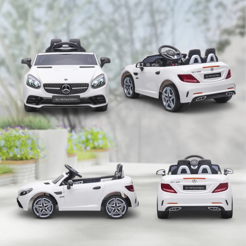 AIYAPLAY Mașină Electrică pentru Copii Licențiată Mercedes SLC 300 cu Telecomandă, din PP și Metal, 107x62.5x44 cm, Albă(m-8)