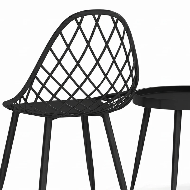 Outsunny 3-Piece Outdoor Bistro Set with 2 Chairs and Round Table for Garden, Balcony, Porch, Black