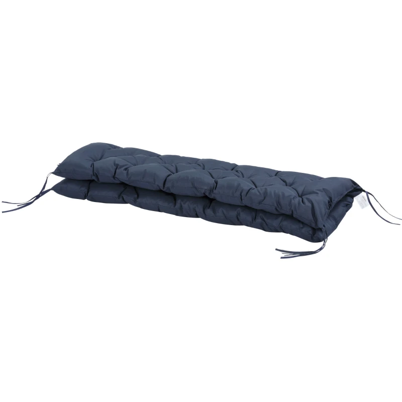 Outsunny Colchón de Banco de 3 Plazas 150x98x8 cm con 6 Cordones de Fijación para Jardín Terraza Balcón Exterior Azul