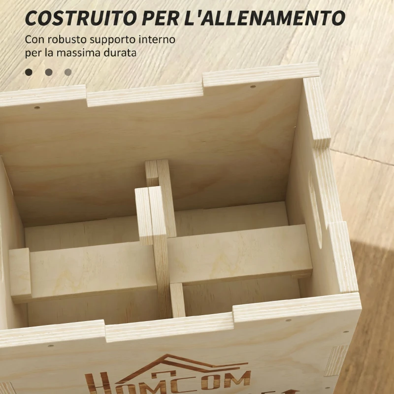 HOMCOM Plyo Box in Legno a 3 Altezze, Jumping Box Pliometrico Capacità 120kg, 40.5x35.5x30.5 cm
