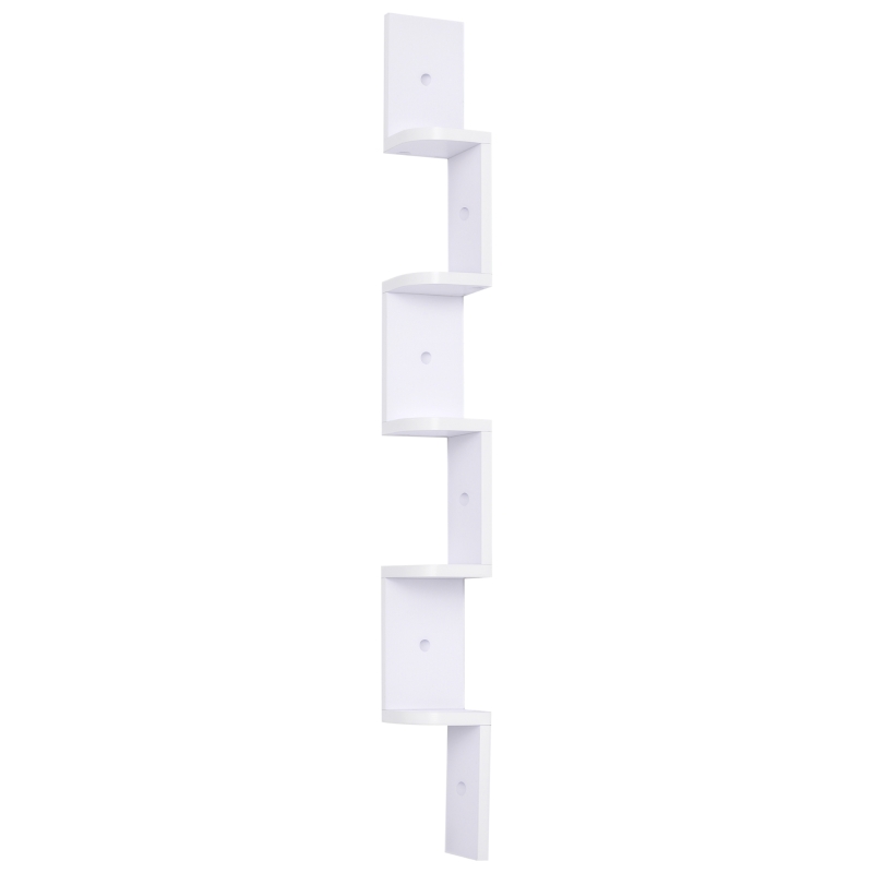 HOMCOM Wandregal Hängeregal Eckregal Zickzackregal Bücherregal Regal Weiß 12 x 12 x 120 cm