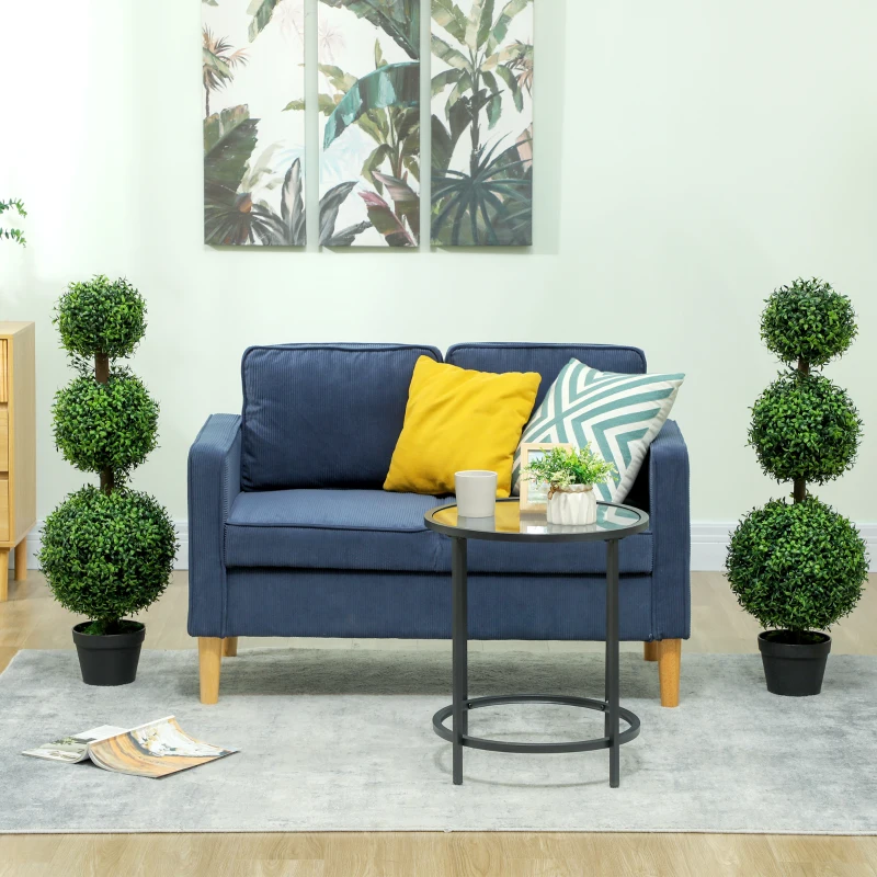 HOMCOM Set of 2 Decorative Artificial Trees, Topiary Ball-shaped Boxwood Trees in Pot, Fake Plants for Home Indoor outdoor Decor, 100cm, 3 Tree Balls