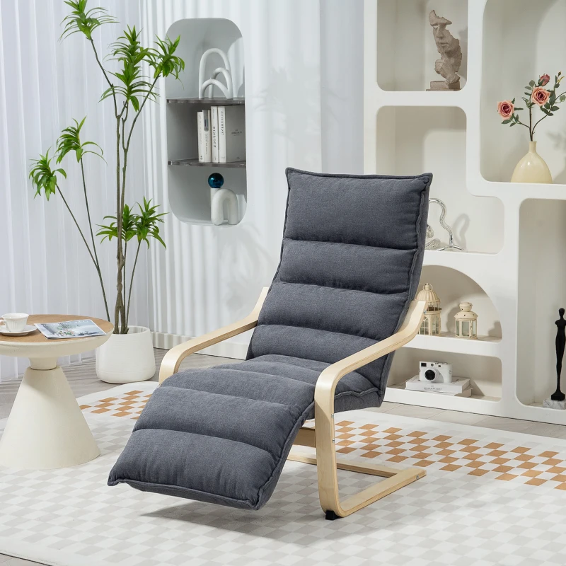 HOMCOM Butaca de Salón con Reposapiés Ajustable Tapizada en Terciopelo con Marco de Madera 67x93x105 cm Gris Oscuro
