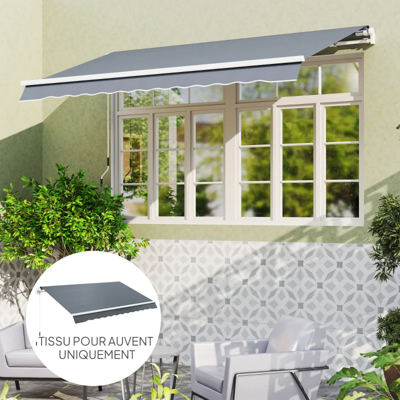 Outsunny Toile de Rechange Store Banne avec Lambrequin, Déperlante, Toile de Remplacement pour Store, Compatible 3 x 2,5 m, Gris